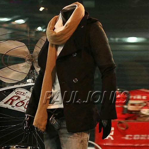 Luxury Fashion Mens Slim Double Breasted Winter Warmer Trench Overcoat 