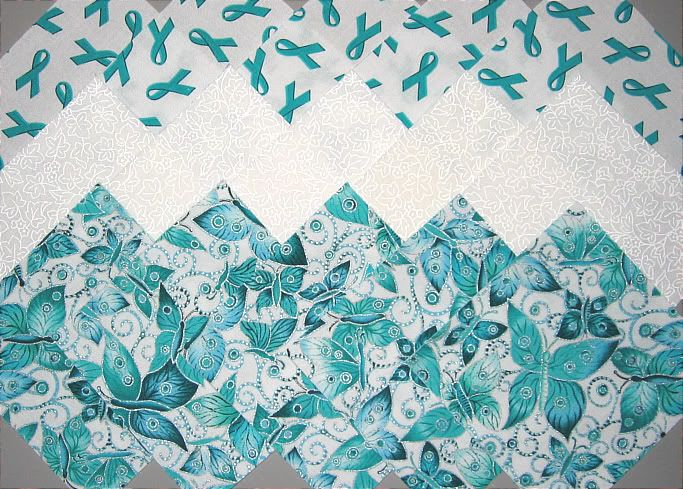 OVARIAN CANCER Ribbons & Butterflies Fabric Squares  
