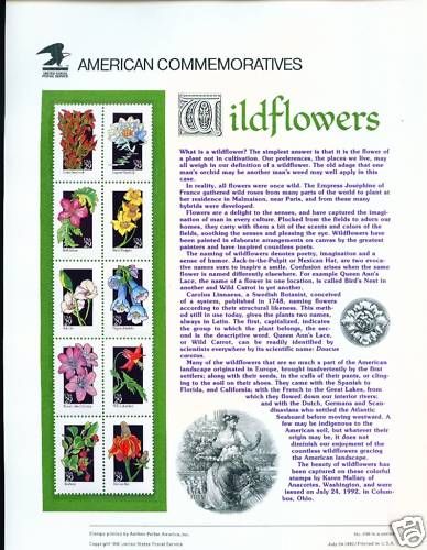 1992 USPS Comm Panel = #400 404 = Wildflowers (5)  