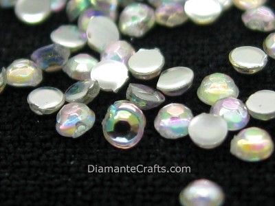 300 x 1mm CLEAR AB flat back DIAMANTE round gems  