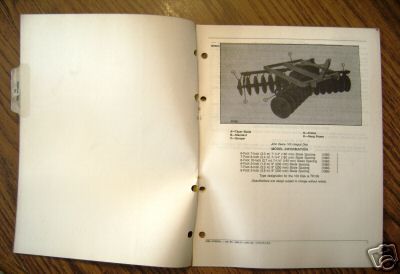 John Deere 105 Integral Disk Parts Catalog Manual  