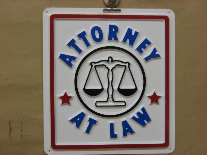 ATTORNEY AT LAW Service Sign 3D Embossed Plastic 8x9  