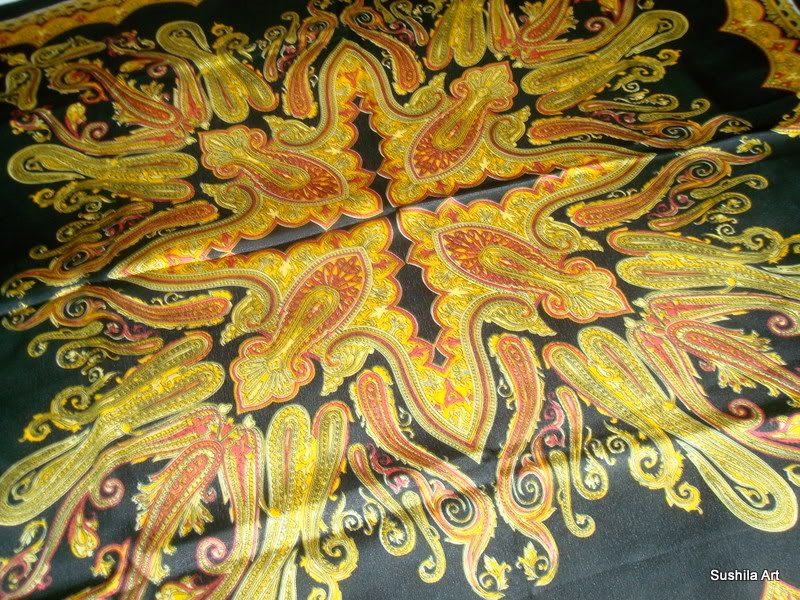 39x39 Indian Art Silk Printed Stole, Scrave, Scarf  