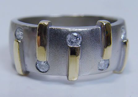 Estate Eisa 14K White Gold Diamond Mens Band Ring Estate Jewelry 
