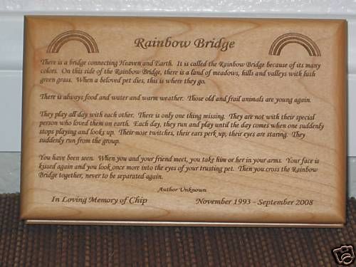 Rainbow Bridge Poem In Loving Memory Pet Memorial  