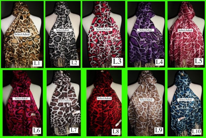Pashmina Leopard Print Scarf Shawl Wrap 10 Colors LQQK  
