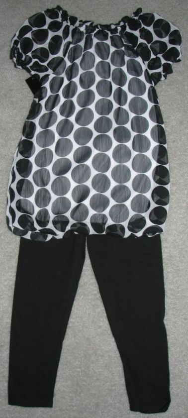 New 2pc Legging Shirt Set Outfit White Dot Heart Pink Blue 6 6x 7 8 10 