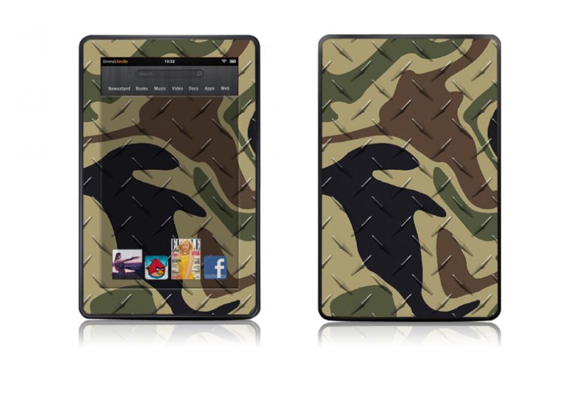  Kindle Fire Protective Skin Decal Cover Green Black Brown Camo 