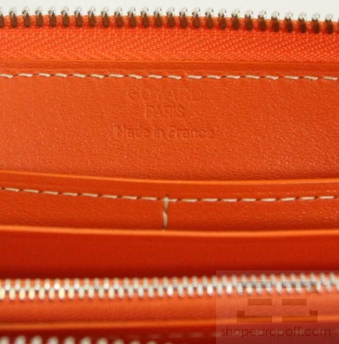 Goyard Orange Chevron Coated Canvas & Leather Large Zip Around Wallet 