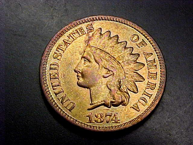   1874 Indian Head Cent Penny BU UNC ++  OR MAKE OFFER  