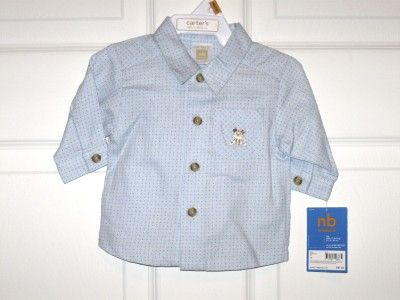 Carters Baby Boy Blue Collared Shirt NB New  