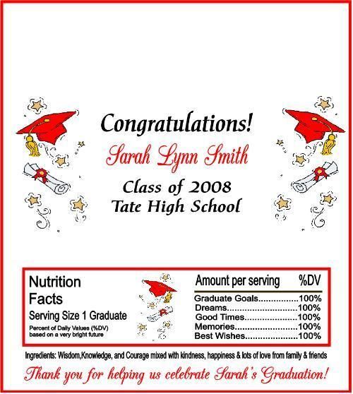 2012 Graduation Graduate Candy Wrappers Party Favors Custom ANY COLORS 
