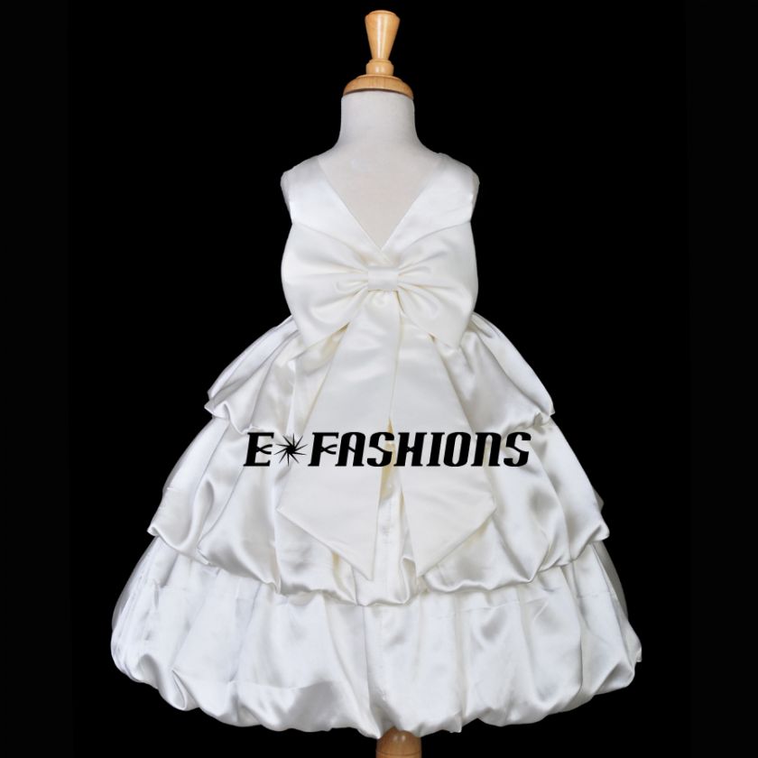 WHITE PAGEANT DRESS WEDDING FLOWER GIRL GOWN COMMUNION BAPTISM 2 3 4 5 