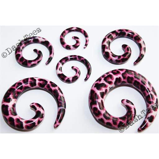 LEOPARD PRINT SPIRAL TAPER EAR STRETCHER PLUG 3 4 5 6 8 10 mm NATURAL 