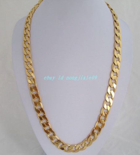 Heavy mens 18k solid yellow gold GP necklace chain FA09  
