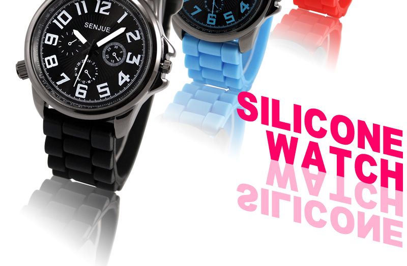 Men Lady Silicone Rubber Pilot Watch Retail/Wholesale  