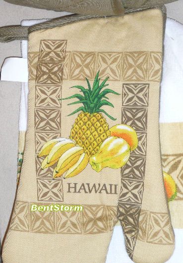 HAWAII design Tropical Fruit print Kitchen towel set & pineapple 