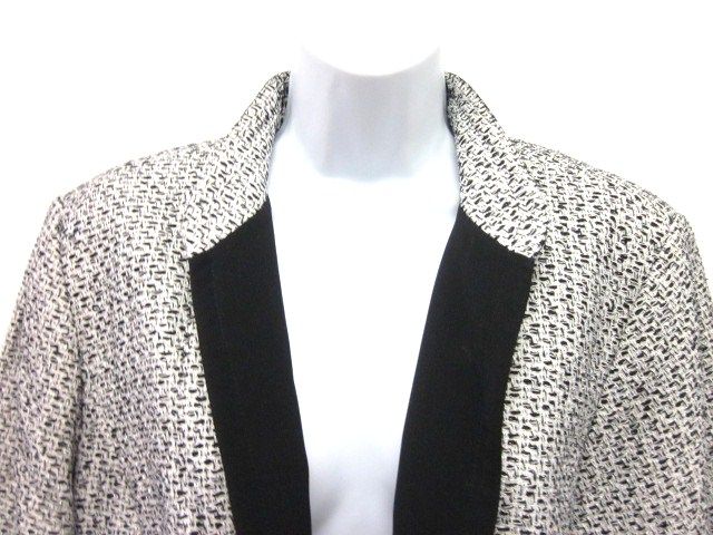DUE PER DUE White Black Silk Tweed Jacket Blazer Sz 14W  