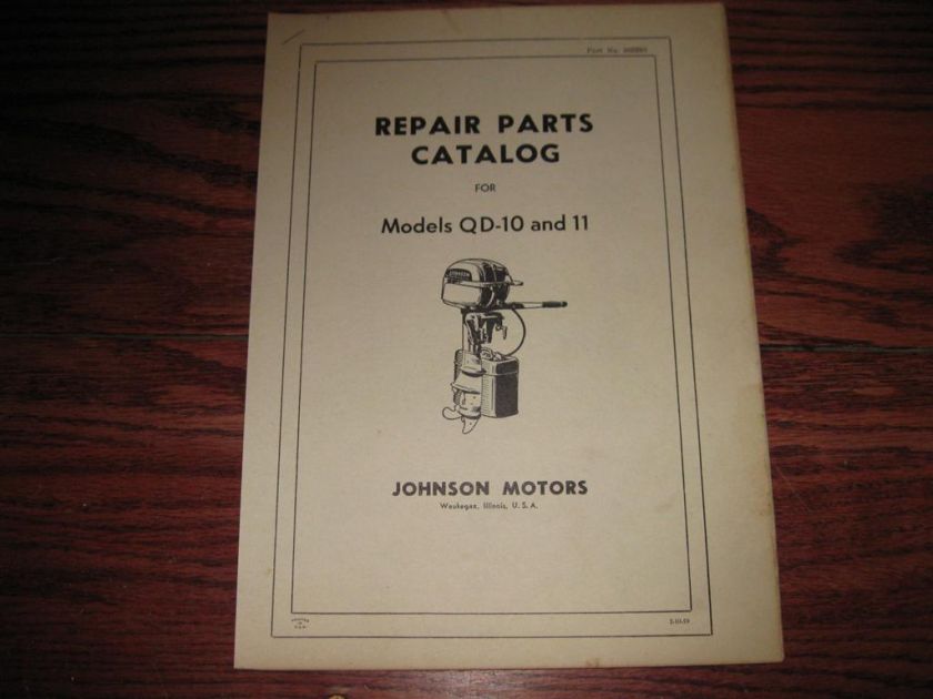 Johnson QD 10 11 outboard Parts manual catalog 10 hp  